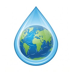 Obraz premium Water droplet illustration featuring globe symbolizing clean water conservation and environmental protection