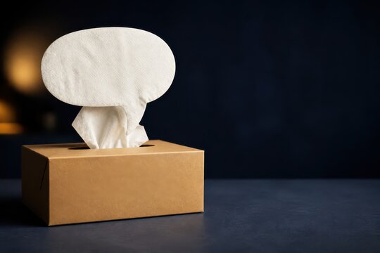 Tissue Box Speech Bubble Concept with Clean Copy Space