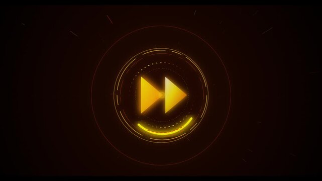 Amber digital rewind icon glowing in futuristic interface