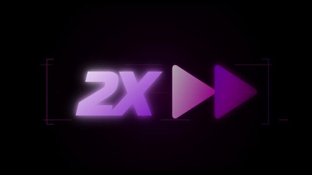 Glowing purple rewind icon and 2x speed multimedia player interface