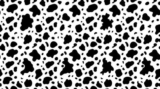 Black and white dalmatian animal print seamless pattern background.