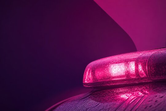 Emergency Light Bar Glowing in Neon Magenta Night