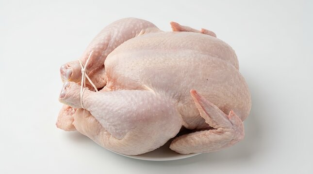 Uncooked whole poultry item raw nutritious premium white meat studio shot against plain backdrop detailed close up view  chicken poultry meat raw fresh carcass whole uncooked food protein