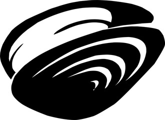 Oyster Silhouette. Handdrawn Shell Seafood Illustration. © Zayyan 