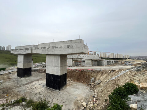 Viaduct construction at Ispartakule Distrect in Istanbul, Turkey.