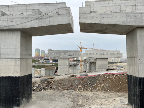 Viaduct construction at Ispartakule Distrect in Istanbul, Turkey.