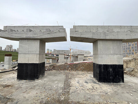 Viaduct construction at Ispartakule Distrect in Istanbul, Turkey.