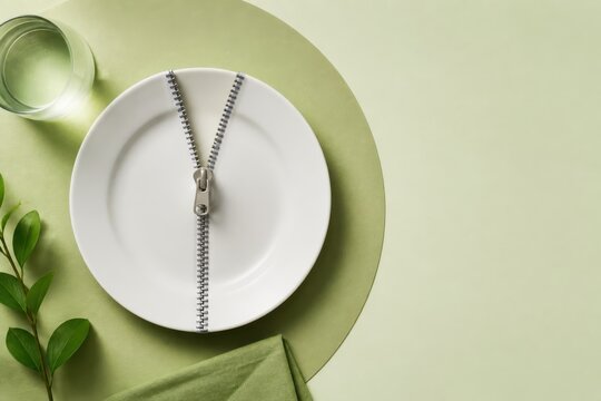 Food control concept with zipper plate and green still life