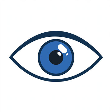 Human eye icon with blue iris pupil detail for vision perception surveillance and security concept.