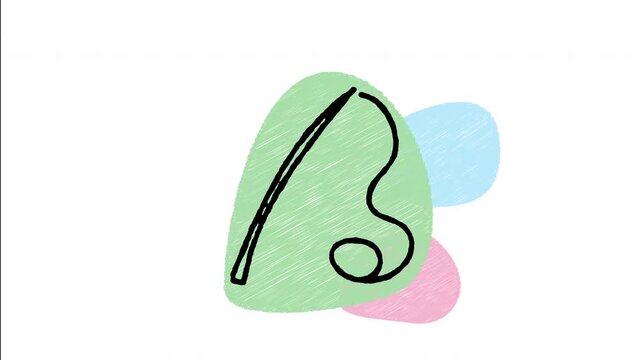 An animated hand-drawn interactive cat toy wand with feathers. Ideal for pet play time, feline exercise, interactive cat accessories, and pet shop supplies. 
