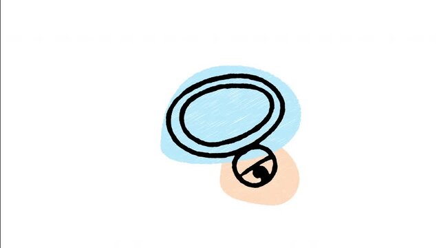An animated hand-drawn pet collar bell jingle accessory. Perfect for cat and dog identification collars, pet tracking, safety accessories, and animal care. 