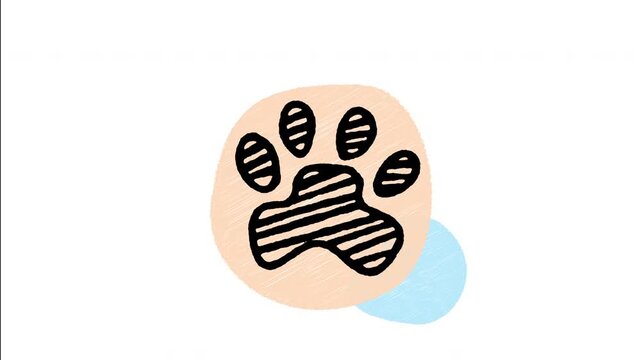 An animated hand-drawn animal paw print stamp mark. Great for dog and cat pet branding, animal footprints, veterinary approvals, and adoption certificates. 