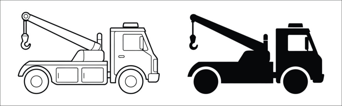 Tow truck icon for web and app design, vehicle recovery service symbol, roadside assistance and transportation support graphic, editable vector design element