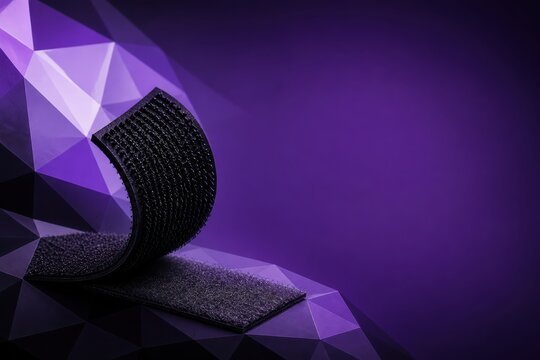 Purple hook and loop fastener on low poly abstract background