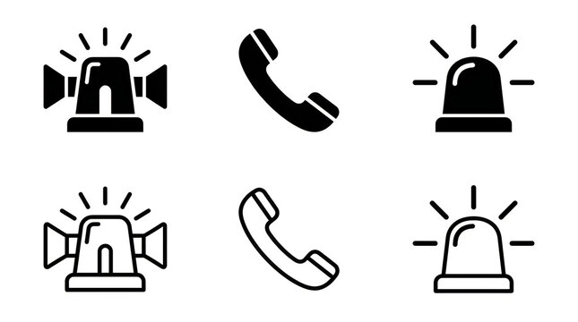 Police and emergency communication icons set