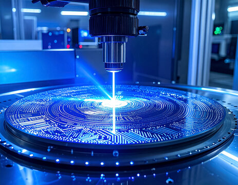 advanced microchip production with high tech laser engraving on electronic component