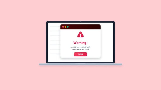 System Warning Error Report Pop-up Window Flat Vector Animation for Software UI UIX