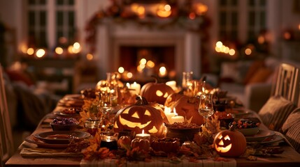 Naklejka premium Halloween night dinner