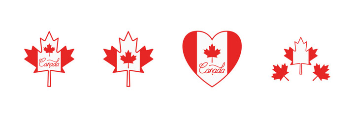 Fototapeta premium Canada Flag Icon Set – Canadian Flag Symbols Vector