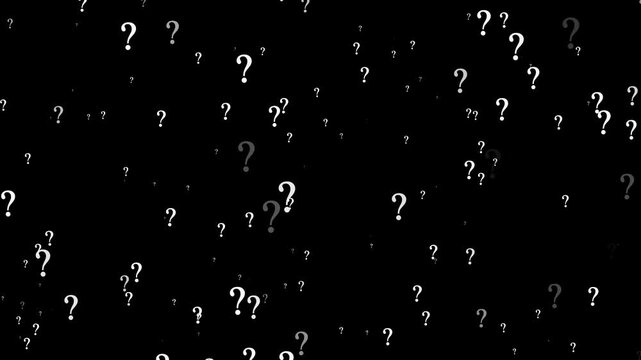 Animation of a lot of white question mark moving on black screen background motion graphic effects. Question mark in motion pattern animation.Question.animation stock videos Question mark. Questions