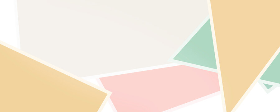 Stacked pastel polygon pieces create a papercut perspective ceiling on a pale background, delivering a cheerful, creative vibe for posters or ads.