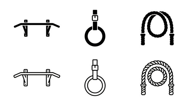 Rope and metal rigging hardware set icons