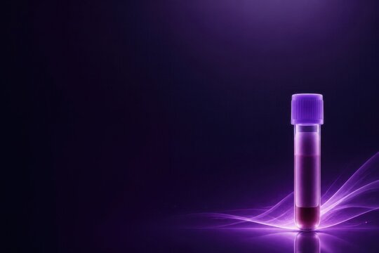 Laboratory Blood Sample Tube with Purple Glow