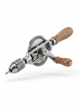Traditional Hand Drill Isolated on White Background