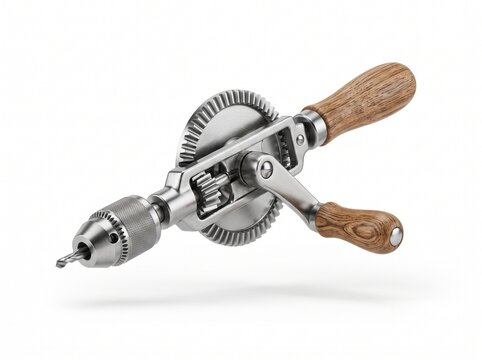 Traditional Hand Drill Isolated on White Background