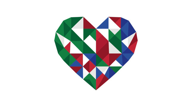 Geometric Heart Shape With Colorful Low Poly Triangles