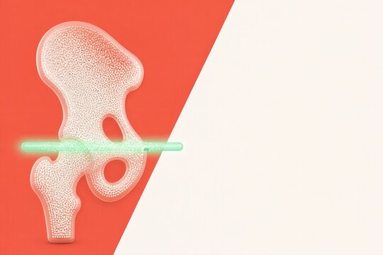 Glowing Pelvis Anatomy with Abstract Medical Background and Neon Line