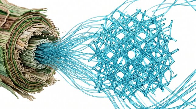 3D Microscopic Diagram of Cellulose Nanofiber Matrix
