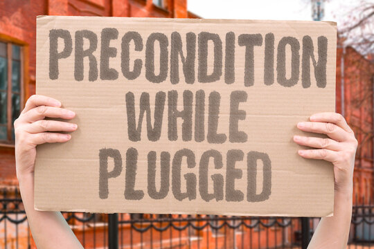 "Precondition while plugged" Grid power warms cabin before departure. GRID. POWER. WARMS. CABIN. BEFORE.