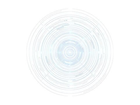 Abstract futuristic light blue circular technology interface design element.