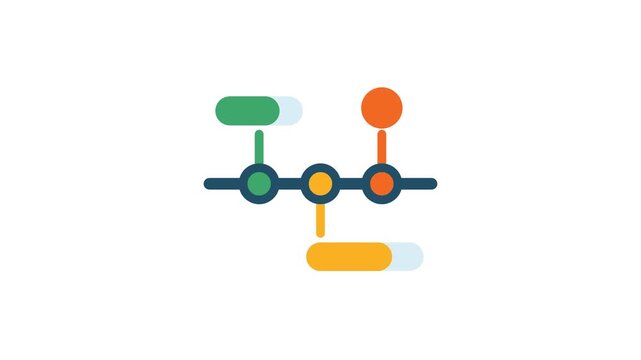 Minimalist teal node connected to bicolored pill element in clean motion graphic animation