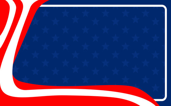 Patriotic design with wavy stripes, stars, and a rectangular border. Perfect for backgrounds, banners, posters, and fourth of July themes.
