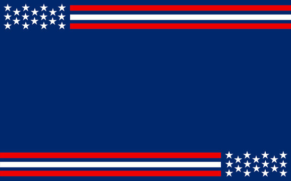 Decorative patriotic design graphic element featuring blue background for copy space with red-white stripes and white stars. Ideal for 4th of July celebrations and patriotic themed designs.