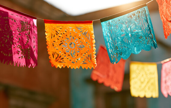 Paper cutout, a form of papel picado, perforated banner