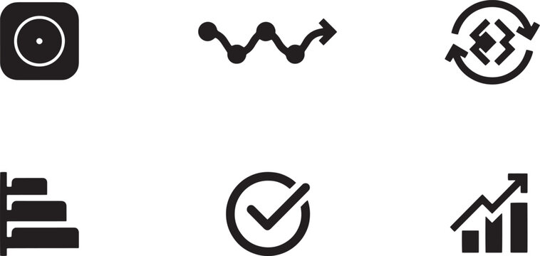 Wavy node trend trajectory and agile code sync solid icon set