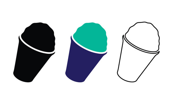 Shaved ice snow cone icons in various styles for summer food design.