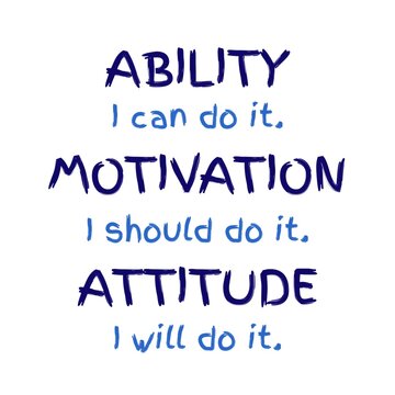 Motivational Quote Graphic on Ability, Motivation, and Attitude