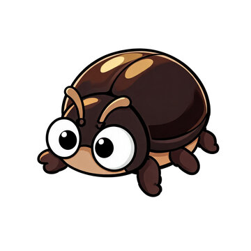 Cute Beetle cartoon, chibi kawaii kids nursery PNG