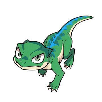 Cute Eoraptor cartoon dinosaur, chibi kawaii kids nursery PNG