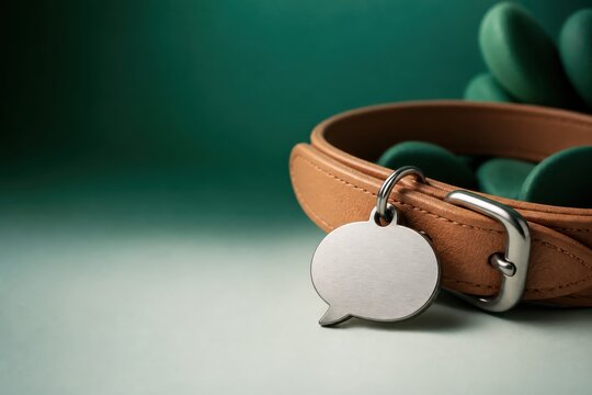 Dog Collar with Blank Tag on Green Background