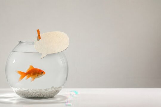 Pet Fish in Bowl with Empty Speech Bubble