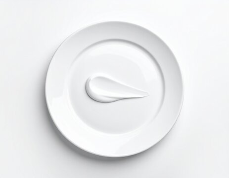 white plate on white background. top view
