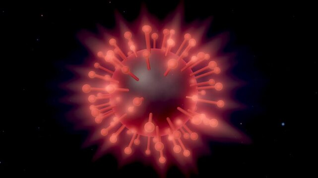 Red corona virus mutation in dark background 