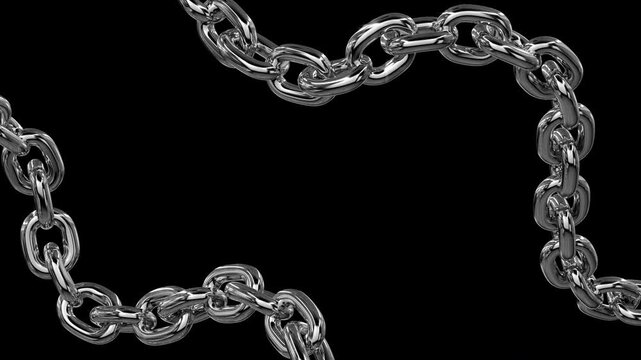 Y2K Silver Chrome Metallic Heart Chains Seamless Loop Animation | Transparent Background | 4K