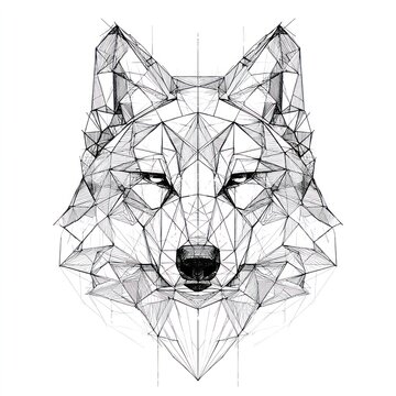 Geometric wolf head with transparent background