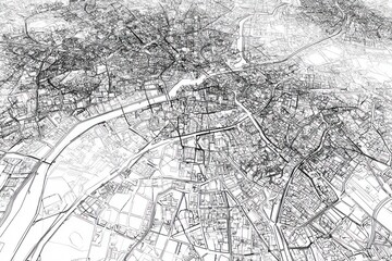 Fototapeta premium City Map Aerial View Urban Planning